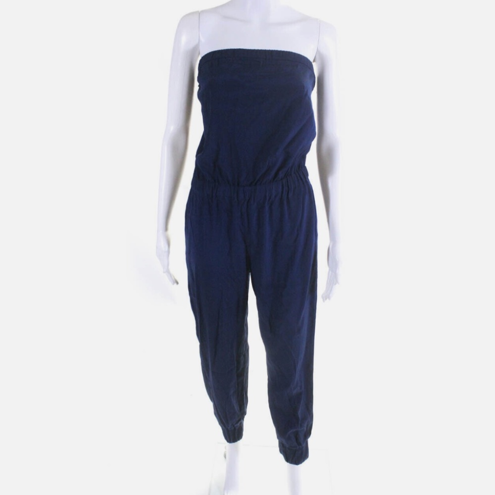 Alex Lane Royal Blue Strapless Silk Jumpsuit